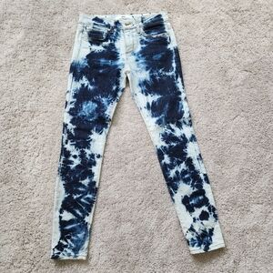 New Else Women's Tye Dye Acid Washed Ankle Skinny Stretch Mid Rise Jeans Size 24
